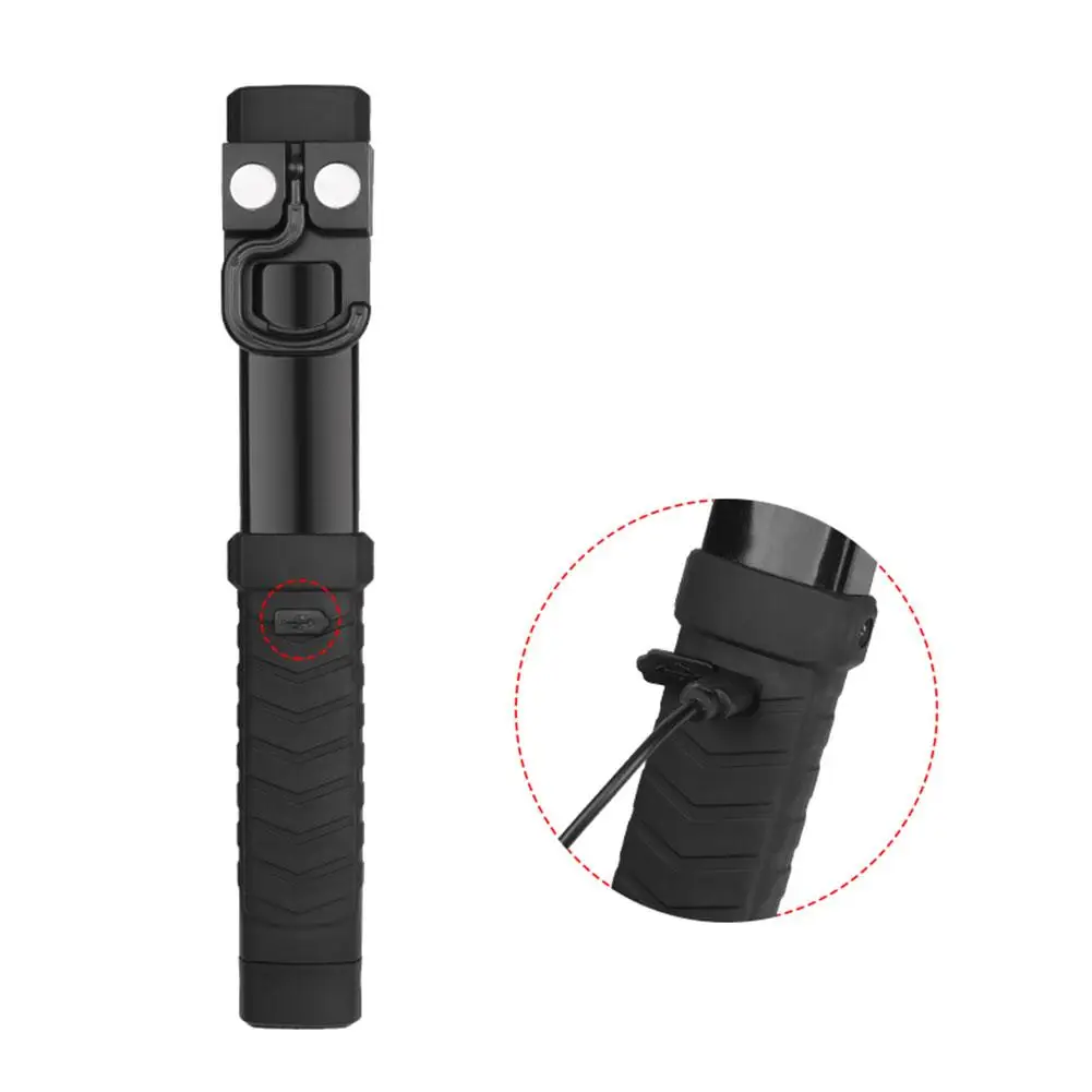 

USB Rechargeable Flashlight Handheld Work Light Lamp Torch With Hook Magnet