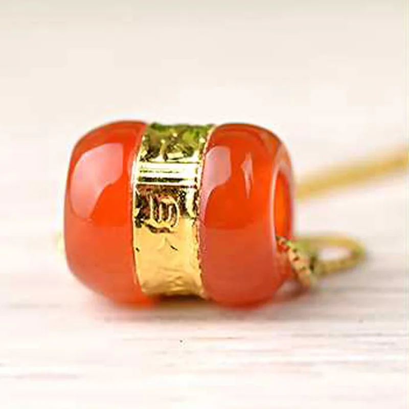 Chalcedony Transfer Beads Pendant Gold Jade LuLuTong Necklace Lucky Amulet Lovers Jewelry For Men Women Gift