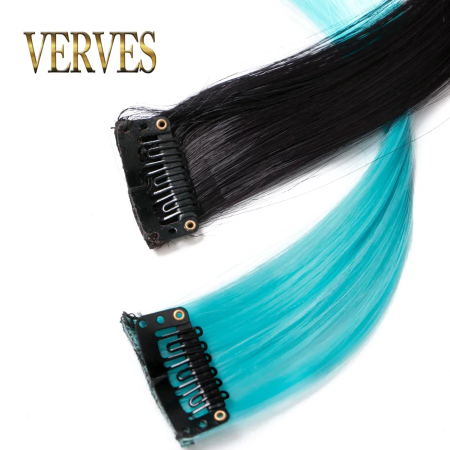 VERVES 10 pcs/lot Synthetic hair Straight Clip In Extension 18 inch on cosplay ombre braiding hair extensions