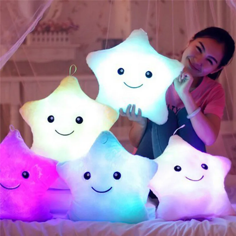 Luminous Pillow Bright Light Up Throw Pillows Stuffed Dolls LED Stars Plush Toys for Kids Soft