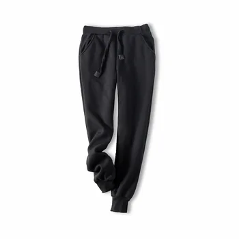 

2018 High Quality Women Wool Pants femme thermal Sweatpants Winter Black/Gray Thick Warm Pants Cotton Trousers Female Sweatpants