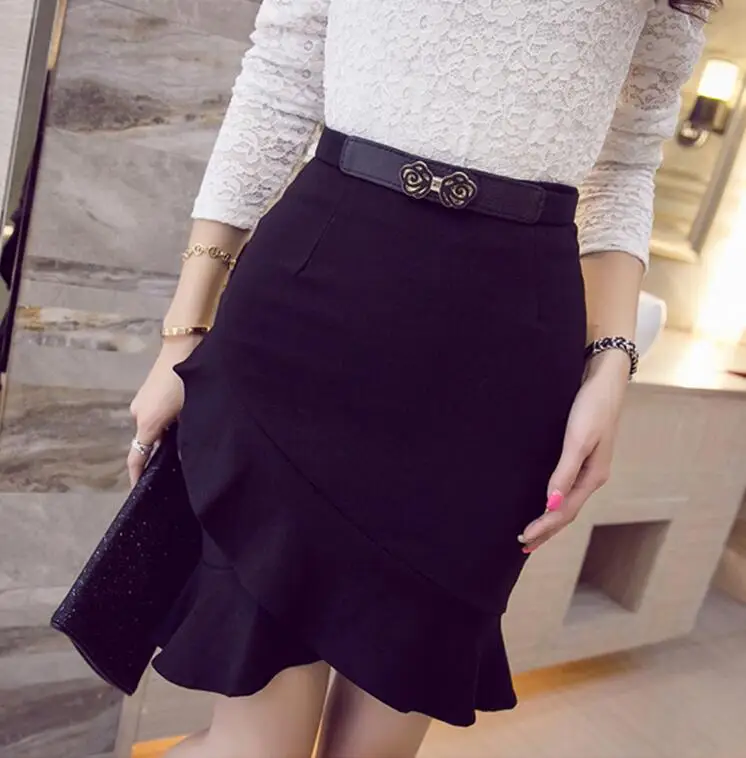 Женская офисная юбка с оборками необычная высокой талией модель 5XL 2020|skirt irregular|high