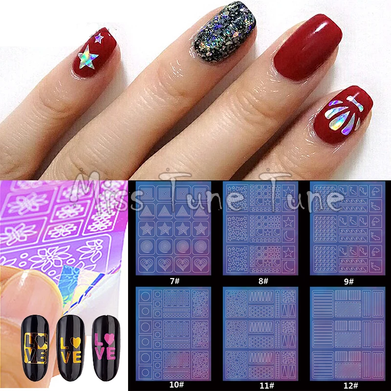 1 лист голографические трафареты для ногтей|nail vinyls|stencil stickerssticker nail |
