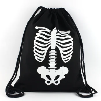 

Canvas Skull Design Drawstring Backpack Mini Hip-Hop Softback Unisex Unique Image Backbag for Women Men