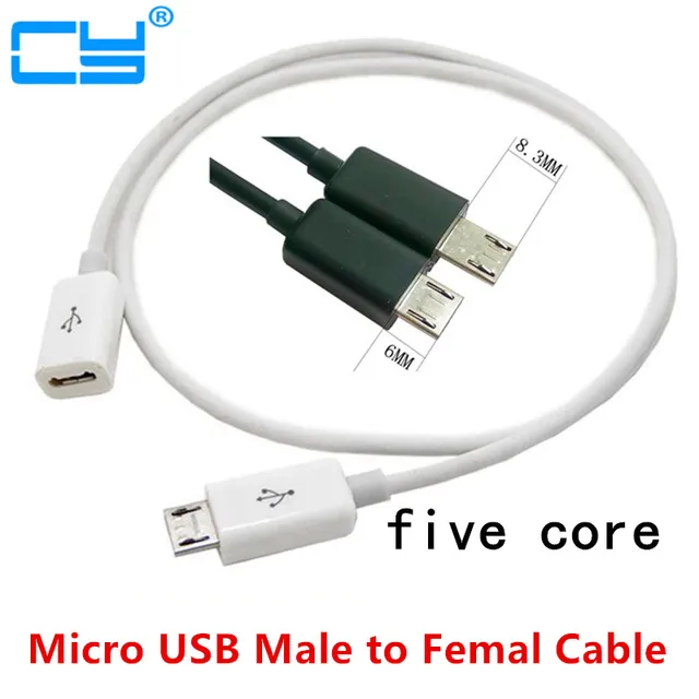 Long plug Micro-USB 5pin Micro USB USB 2.0 Male Connector to Micro USB 2.0 Female Extension Cable 10cm 25cm 50cm 100cm 200cm