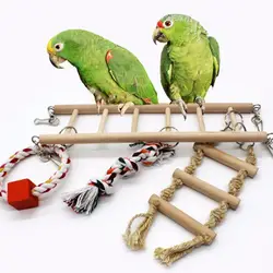 Мелких птиц игрушки деревянные лестницы качели скребок окунь лестница с веревкой птица клетка хомяков попугай игрушки для домашних