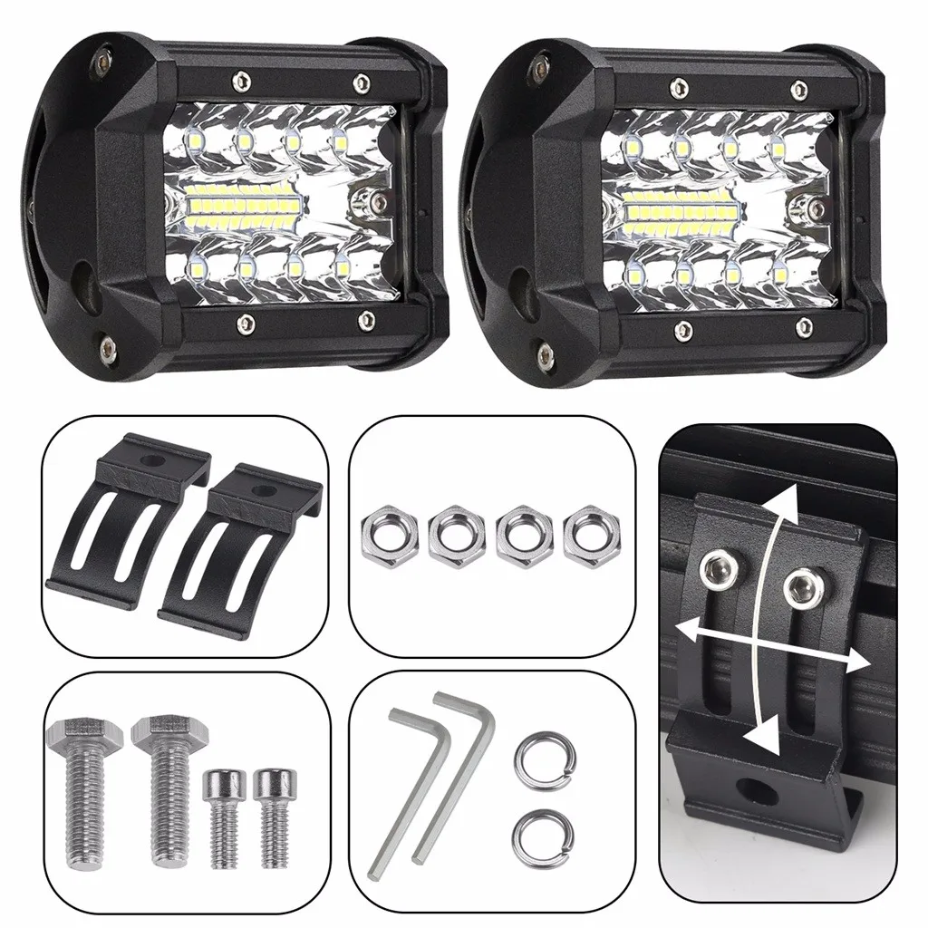 Car Accessories 60W 2Pcs 5 Inch LED Work Light Spotlight Off-road Driving Fog Lamp Truck Boat Auto Headlights 12V Led Light