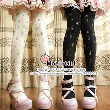 Лолита девушка колготки в стиле Харадзюку Песочные часы колготки черный и молочный белый