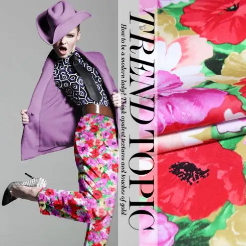 LEO& LIN 27 осень Grand Petunia фиолетовый красный зеленый мир цифровой печати эластичная сатиновая хлопковая ткань 1 50 см