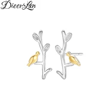 Dieerlan дизайн 925 пробы Серебряная птица серьги с растительными мотивами для Для женщин свадебные ювелирные изделия S925 Серьги Brincos, можно носить