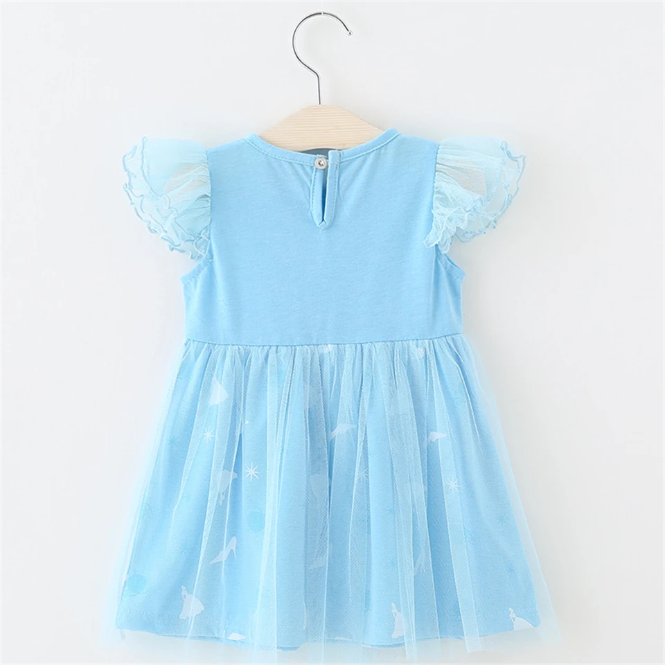 Нарядное платье принцессы Эльзы и Анны для малышей 1, 2, 3, 4 лет, летнее платье для дня рождения, платье Ариэль с рукавами-крылышками для