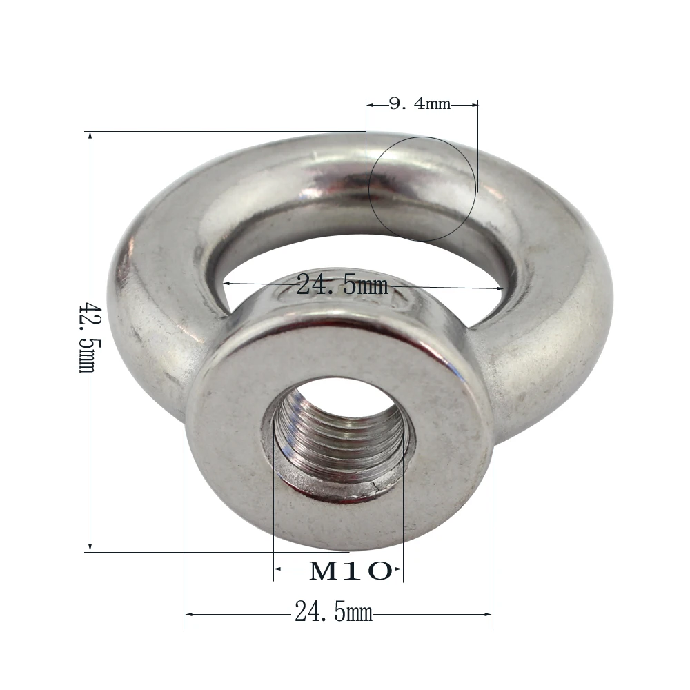 Stainless Marine Heavy Duty Lifting Eye Nut Marine Lifting DIN582 Eye Ring Nut Screw Loop Hole for Wire Rope Cable 10pcs M10 iron wire tensioners wire cable tightener tight connector heavy duty turnbuckle wire rope tension