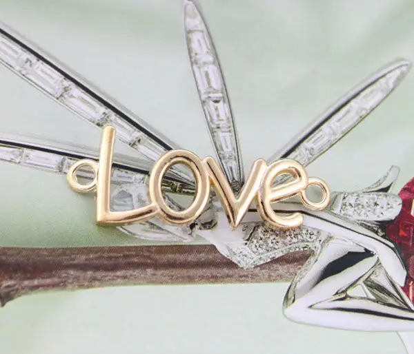 

FREE SHIPPING 20PCS Fashion Korea Style KC Gold Color Plate LOVE Link Connectors #23303