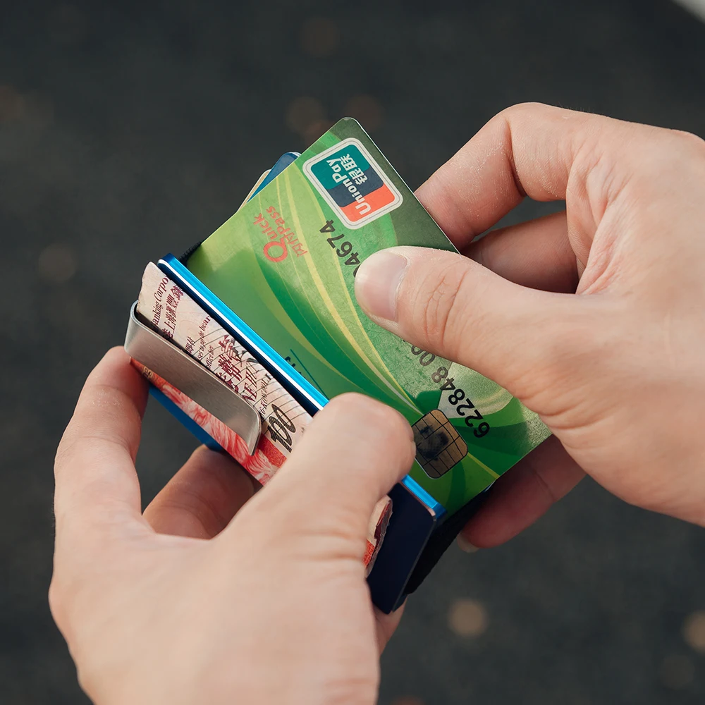 Кошелек NewBring Кредитная кожа металлический с RFID блокировкой интегрированный