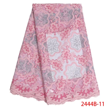 

African Lace Fabric 2019 Embroidered Mesh Swiss Voile Lace In Switzerla High Quality French Lace Fabric For Pink Dress L2444B-3