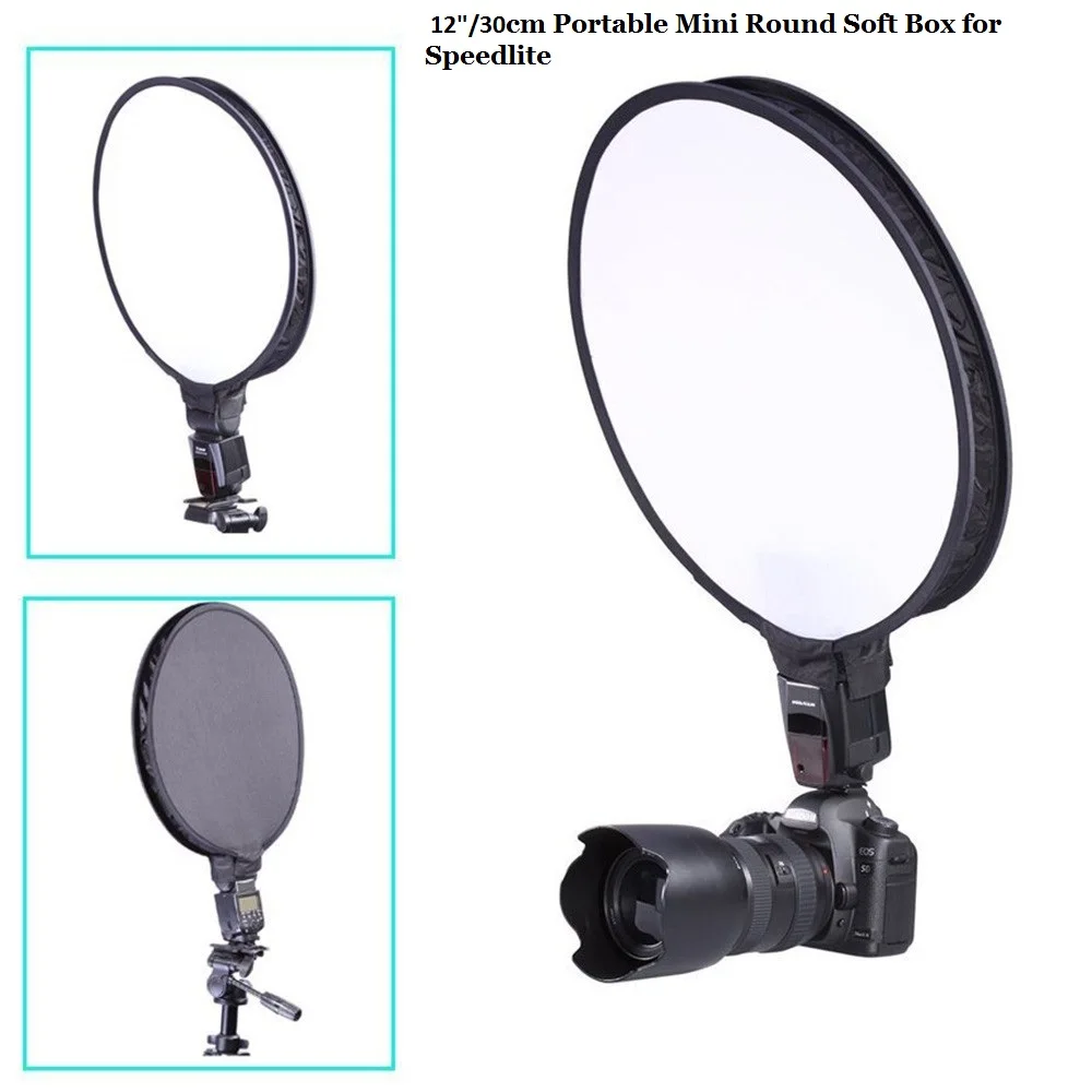 Portable Mini Round Studio Softbox Photography Flash Diffuser For Canon Nikon Sony Godox Yongnuo Speedlite 30cm/40cm