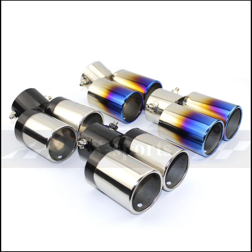 

Exhaust Pipe Muffler tail pipe outlet nozzle end Universal Stainless Steel Circular flat end one change two double out ID 60MM