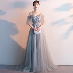 Mrs Win 2019 Новое Элегантное сексуальное вечернее платье с v-образным вырезом кружевное платье расшитое бисером с аппликацтей на выпускной