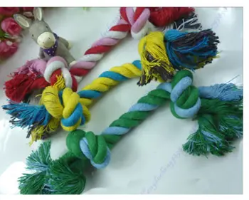 

2pcs New Hot Funny Dog Puppy Pet Chew Cotton Braided Bone Rope Knot Play Toy -Y102