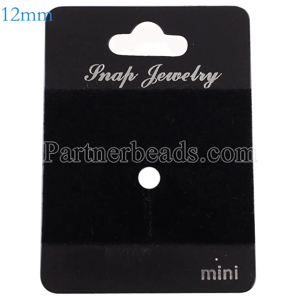 

100pcs/lot New high quality 4*5cm black PVC suede snap button display package cards for 12MM mini snaps jewelry 10XX0104-S