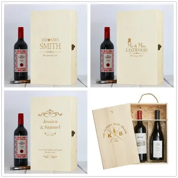 

Personalized Wood Wine Box Engraved Wood Red Wine Carrier Gift Packing Box Wooden Wedding Gift Wine Accessory