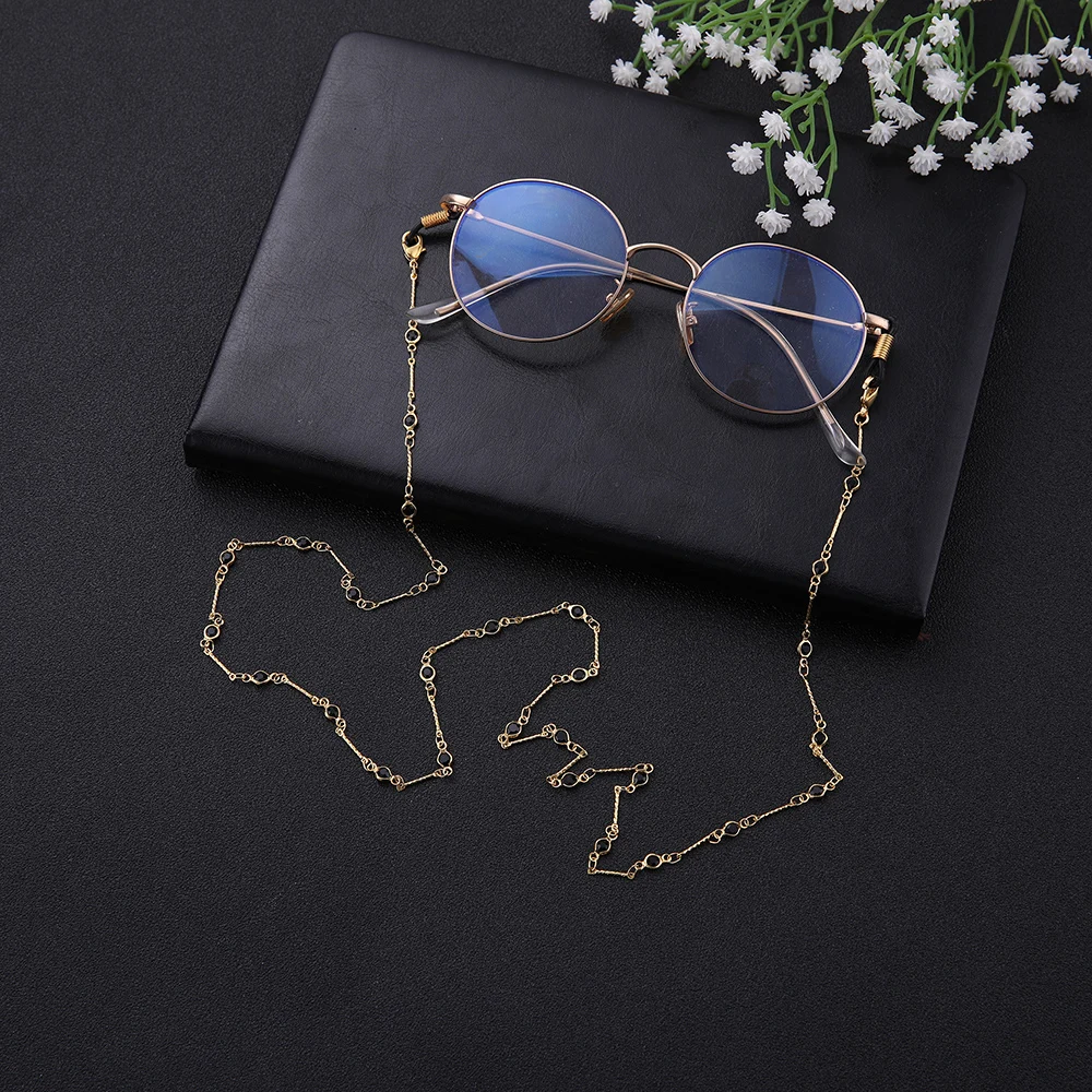 LIKGREAT 78 см черный кристалл очки цепи шнур шеи держатель для женщин мужчин модные золотые очки солнечные очки с цепочкой ремешки с петлей