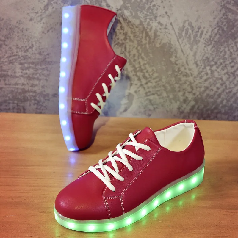7ipupas светящаяся обувь из искусственной кожи, белые, черные, красные светодиодные светящиеся кроссовки, имитация подошвы, детская обувь, теннисная обувь для девочек, feminino, мигающая светодиодная обувь