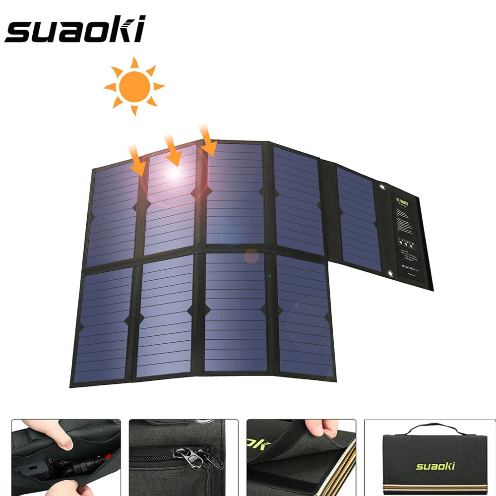 Горячая продажа Suaoki 60 Вт солнечная панель 5 В USB и 18 в DC выход портативный складной