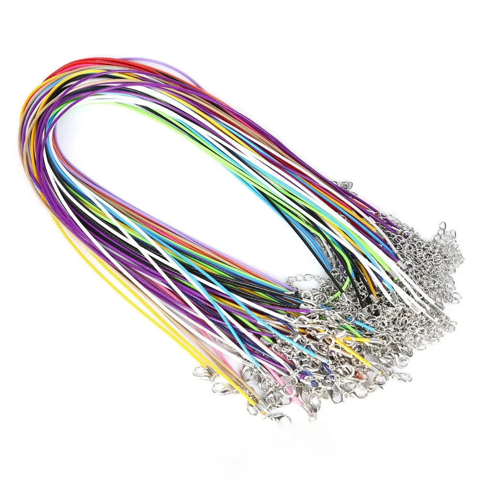 10 штук 1,5/2 мм многоцветная цепочка из искусственной кожи с серебряной застежкой веревки для мужчин и женщин и скрученный плетеный Канат