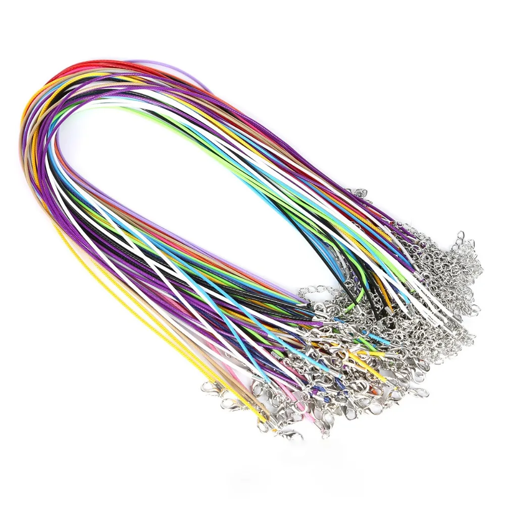 10pieces 1.5/2mm Multicolor Pu Leather Cord Chain Necklace With Silver