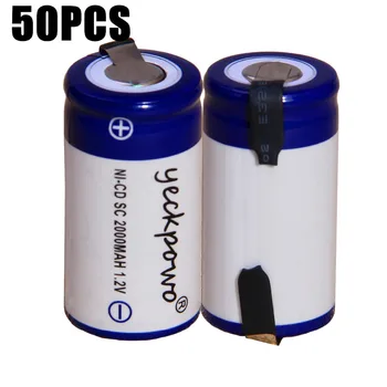 

50 pcs SC 2000mah 1.2v battery NICD rechargeable batteries for makita bosch B&D Hitachi metabo dewalt for emergency light toy