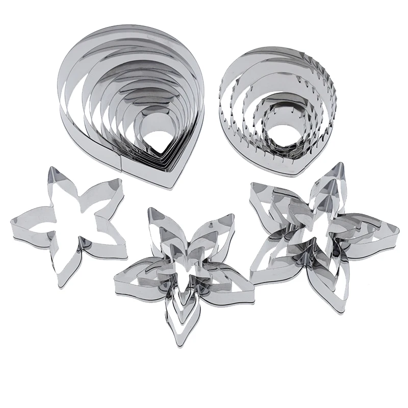 

23pcs/lot Stainless Steel Cutter Designer DIY Polymer Clay Tools Rose Patel Leaf Calyx Mold Cutting Die Clay Tools