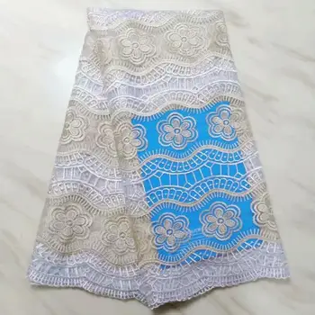 

Free shipping Africa Swiss lace fabric yarn of high quality sequins fashion wedding 5 yards French lace fabrics(6-19