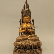 1" Тибет Буддизм Бронза Серебро 24 К Золото Nagaraja Будды Шакьямуни Амитабха