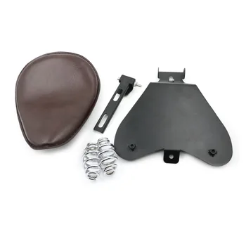 

Brown Motorcycle Seat Roller Spring Mounting Bracket Base Leather Solo Cushion Set For Harley Sportster 883 1200 Chopper Bobber