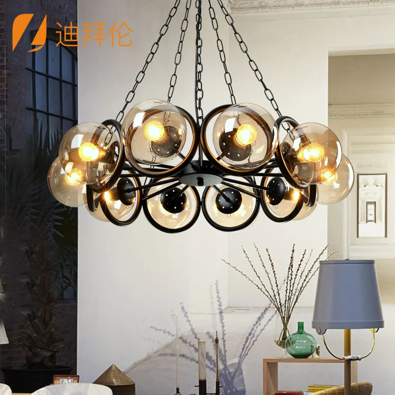 Nordic Modern Style Glass Ball Bubble Iron Herringbone Branch Pendant Light Living Room Restaurant Bedroom Lamp | Потолочные лампы и