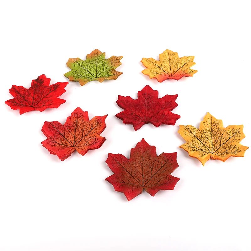 

100Pcs Multicolor Artificial Silk Maple Leaves For Home Wedding Party Decoration Scrapbooking Craft Fall Vivid Fake Flower Leaf