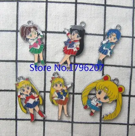 

10 Pcs Sailor Moon Cartoon Charm Necklace/Bracelet/Earrings Pendants DIY Jewelry Making Accessories T-17