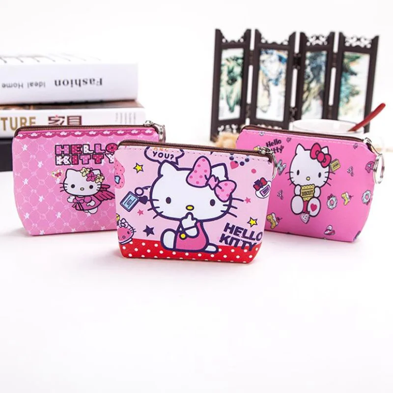 

Cute Cartoon Hello Kitty PU Leather Kids Coin Purses Holder Girls Mini Change Wallets Money Storage Bag Women Child Zipper Pouch