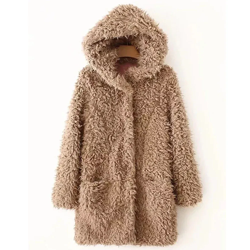 Женская теплая куртка из искусственной шерсти с отворотом, зимняя верхняя одежда, новые женские топы, пальто, куртка на осень и зиму, модная меховая куртка