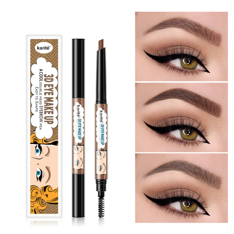 

Kissbeauty Brand Double head Eyebrow pencil Ellipse Band brush Lasting waterproof 3 colors Optional
