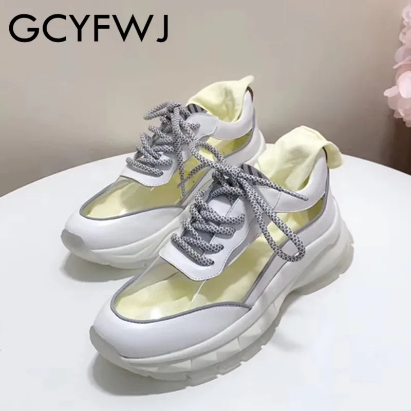 GCYFWJ/Новинка сезон весна лето прозрачные белые кроссовки женские туфли на плоской