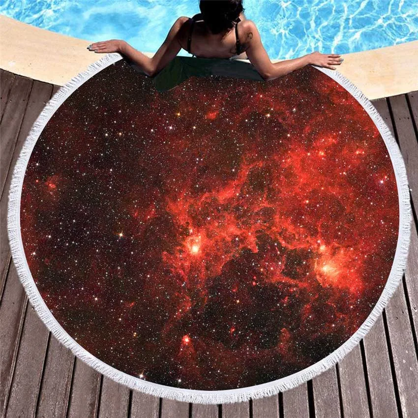 

Starry Sky With Tassels 150cm Round Summer Soft Beach Towel Home Seaside For Adults Kids Wall Tapestry Bikini Cover Up Yoga Mat