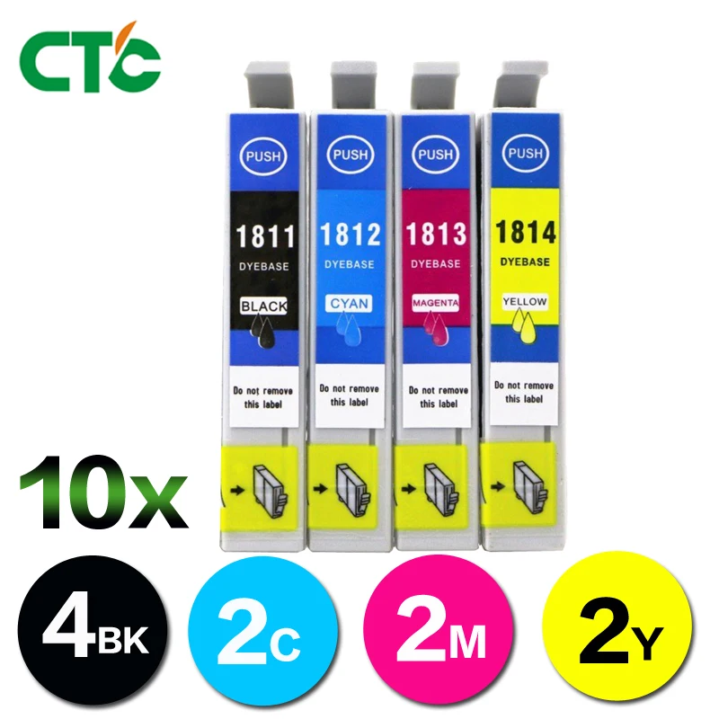 

10P T1801 T1811 18 XL E-1811 E-18101 Ink Cartridges for Epson Home XP415 XP225 XP322 XP325 XP422 XP425 Inkjet Printer