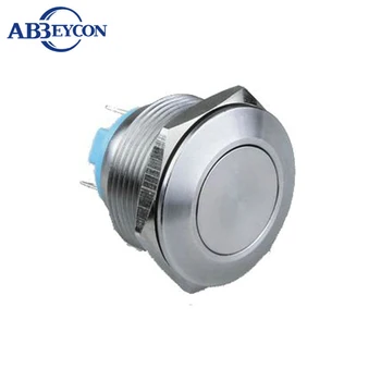 

22mm Momentary Flat Round Normally Open IP67 Waterproof Anti-Vandal Push Button Switch Metal Shell Pin Terminal Not Illuminated