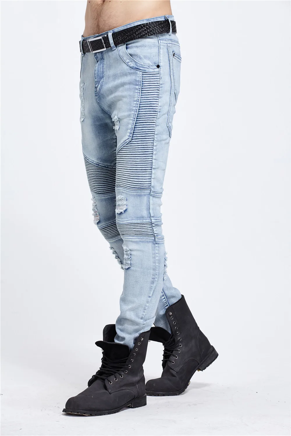 New-Arrival-summer-Hole-Design-Slim-Fit-men-cotton-jeans-Mens-Skinny-Biker-Jeans-Denim-pants (2)