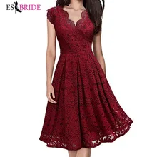 Красные сексуальные вечерние платья с v-образным вырезом, Короткие вечерние платья, элегантные вечерние платья, Платья для особых случаев с открытой спиной ES2558