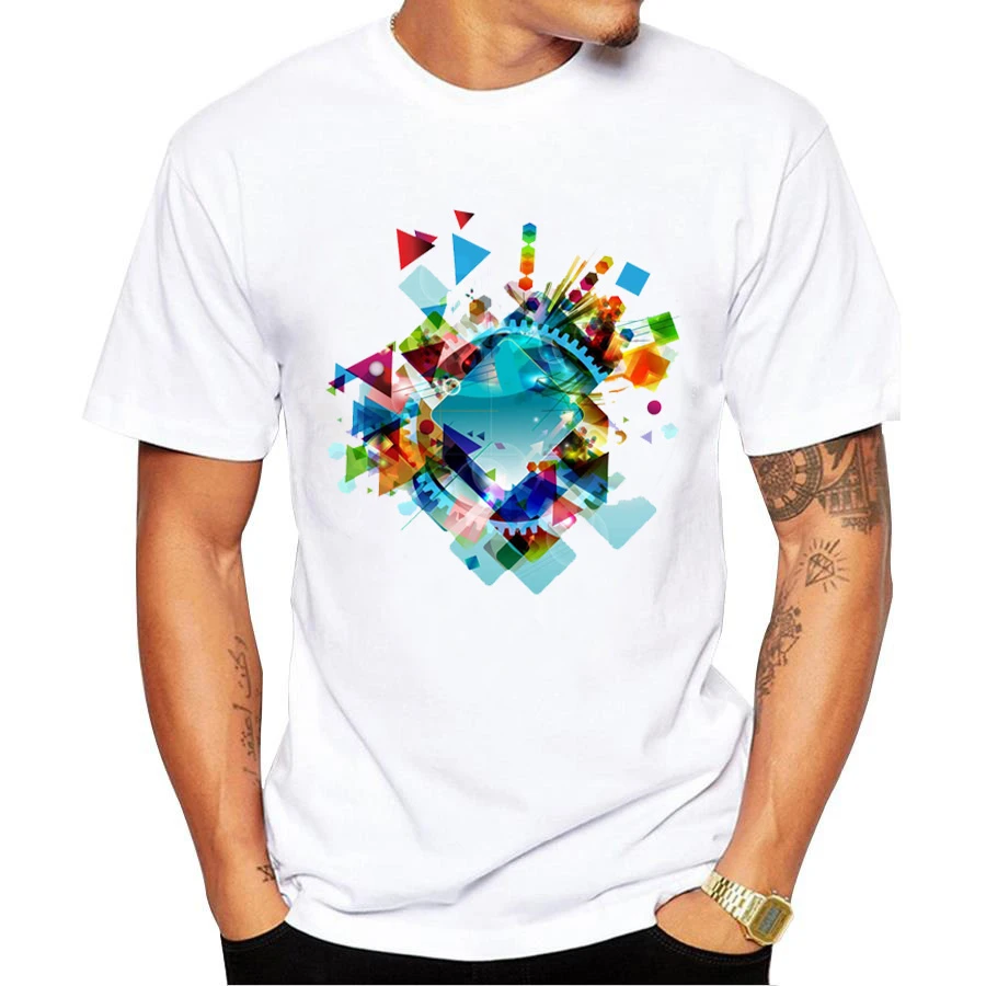 Nuevos hombres de la manera colorida espaciales artes brújula camiseta  ocasional t shirt hombres camiseta marca de ropa Casual para  hombres|clothing for men|men t-shirtbrand t-shirt - AliExpress