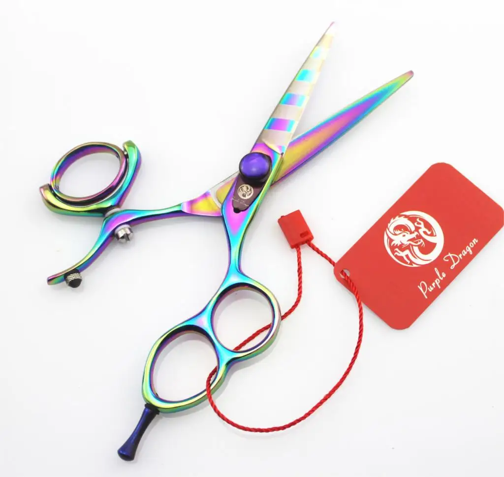5.5 inch Purple Rotating Ring Professional Hairdressing Scissors High