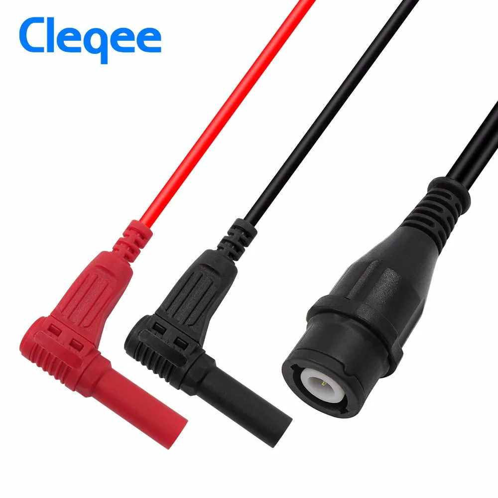 

Cleqee P1207 BNC male plug to 4mm Right angle Banana Plugs Coaxial Cable Oscilloscope Test Lead 120CM